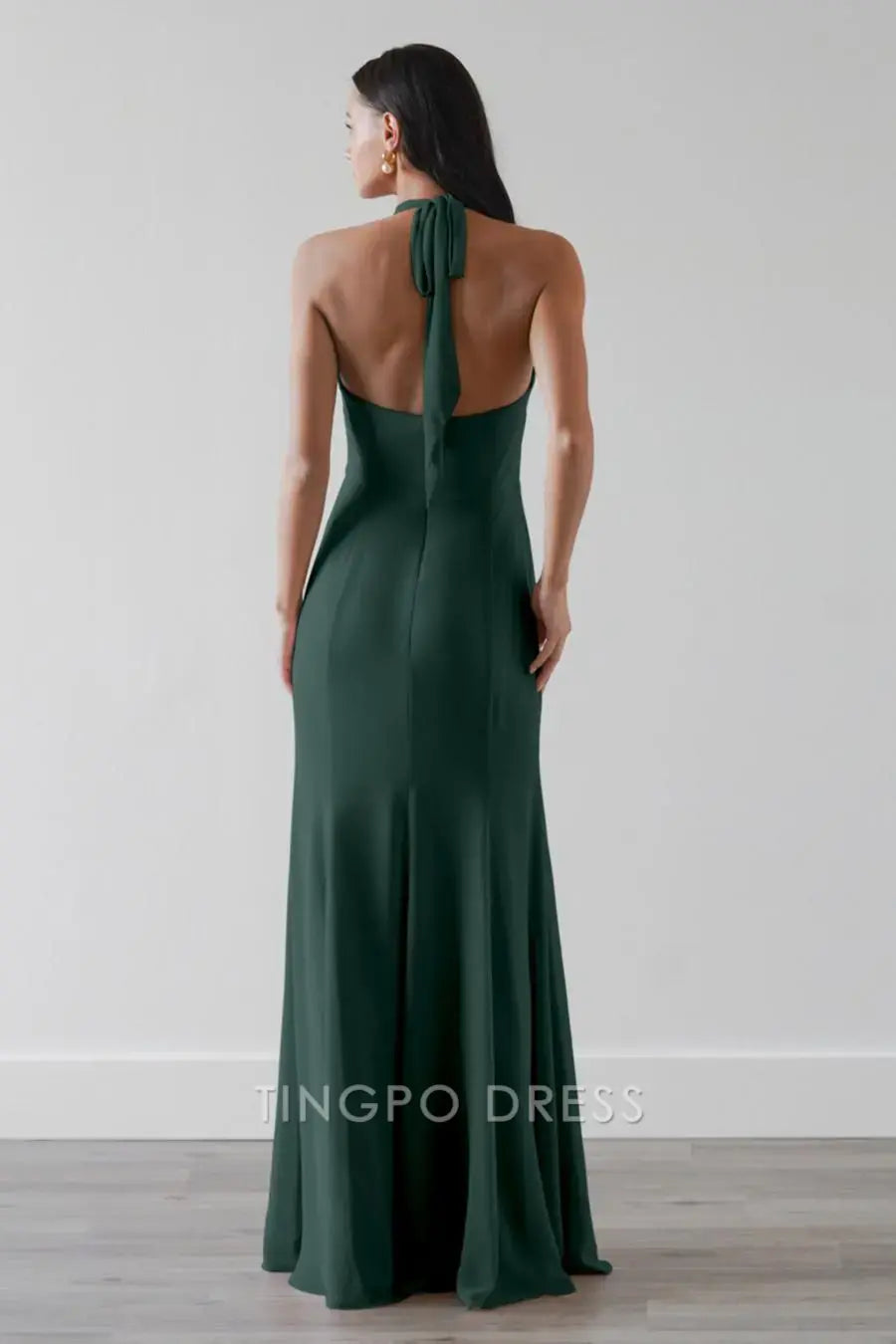 TingPo Wholesale Elegant Straight tube backless tight fitting straight tube dress and floor length skirt formal women's dress